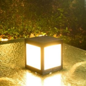 European Style Column Head Lamp Outdoor Villa Courtyard Wall Lamp Solar Wall Lamp (Option: Large Warm Light)