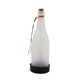 Fashionable New Solar LED Light Wine Bottle Flame Light Outdoor Terrace Pa (Option: White-Battery)
