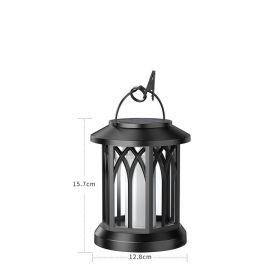 LED Solar Energy Simulation Flame Lamp With Clip Waterproof Outdoor Wall Lamp Festival Decoration (Color: Black)