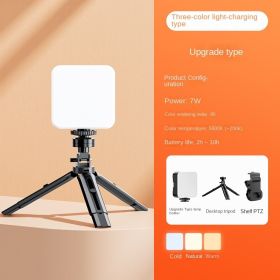 Portable outdoor mini fill light RGB mobile phone live broadcast bracket clip tripod photography soft light LED (Specifications: [Upgrade tricolor style] Light up+desktop tripod+clip)