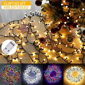 300/500 LED Globe String Lights Outdoor Indoor Xmas Tree Lights Wedding Party (Color: Yellow/Orange/Blue/Green, size: 66ft)