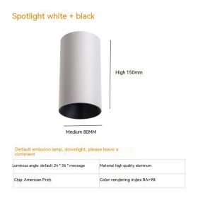 Thigh High Anti-glare Punch Free Ceiling Living Room Aisle Surface Mounted Spotlight (Option: 10w White Light 5700k-White And Black)