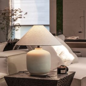 Retro Pottery Pot Ceramic Decorative Table Lamp (Option: Three Color Light-White-EU)