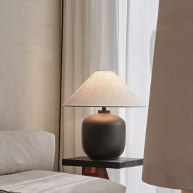 Retro Pottery Pot Ceramic Decorative Table Lamp (Option: Warm Light-Black-EU)